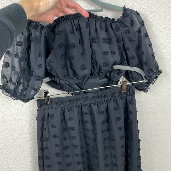 New Lyaner Tulle Polka Dot High Low 2 Piece Set Skirt Crop Top Black Sz M - Picture 11 of 11
